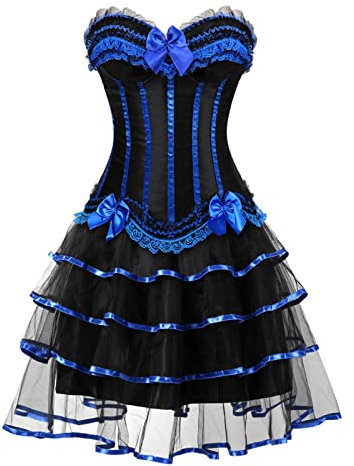 Korsett Kleid Corsagenkleid Corsage Vollbrust Kostüme Damen Burlesque Rock Moulin Rouge Gothic Corsagenkleid Korsett Corsage Rock Tüll Tutu Classic