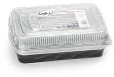 Cuki Professional vaschette alluminio con coperchi ultra-forza, 6 porzioni, laccate, cm29x19xh4 , 1 confezione da 10 pezzi, monouso per forno, microonde, frigo, cottura, conservazione
