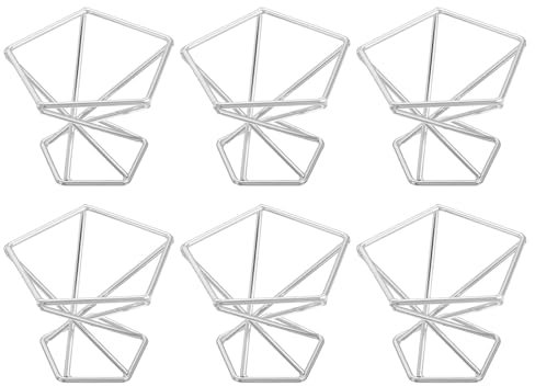 sourcing map 6Pcs Air Plant Holder, Makeup Sponge Drying Holder Rack, Tabletop Air Fern Display Stand, Makeup Beauty Egg Dry Stand for Dressing Table Home Decoration, Silver (56x56x42mm)