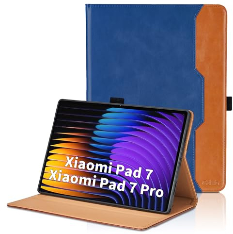 Funda para Xiaomi Pad 7 / Xiaomi Pad 7 Pro (2025) 11.2 Pulgadas PU Leather Ángulos Ajustables Tablet Case Incorporado, Carcasa Antichoque y Bolsillo - Azul