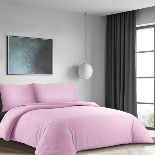 LYMA Bedding Bettwäsche Set,Oeko-TEX-Zertifiziert,Premium Weiches Doppelt Gebürstete Nanoplush Stoff Bettdeckenbezug,Knitterresistent Bügelleichter Bettbezug mit Kissenbezug Licht Rosa,135x200+80x80cm
