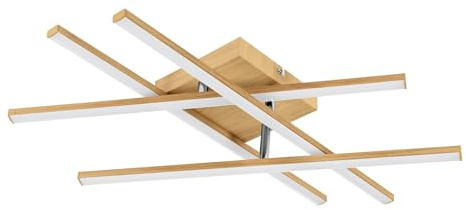 EGLO LED Deckenlampe Holzoptik Lasana 4, Deckenleuchte Flur Wohnzimmer | stabförmige Lampe Decke warmweiß