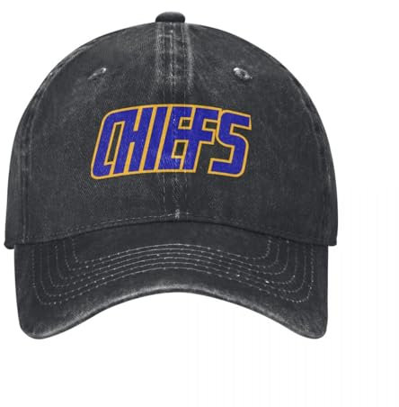 Washed Vintage Baseball Cap Charlestown Chiefs Ice Hockey Team Logo (Slap Shot Movie) Golf hat Genuine Sun hat Black