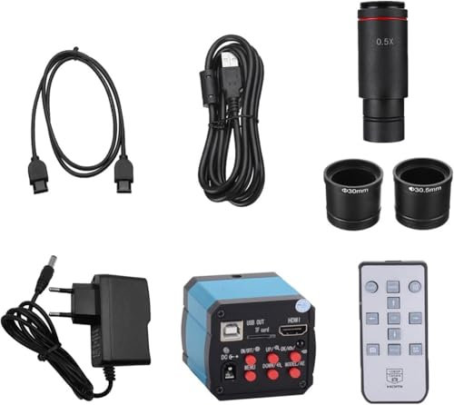 Risegun Digital Mikroskop Kamera, 14 MP HDMI HD 1080P Digitalmikroskop-Lupe Industriekamera USB-Stereoadapter (EU-Stecker)