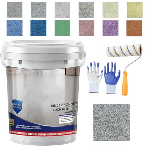 Upgrade Epoxy Coloured Sand Floor Paint, Louis Forest Epoxy Floor Paint for concrete, High Gloss Marble Effect Epoxy Floors Coating Self Leveling for Basement, Wood Floors, Garage, Outdoor (0.5kg
