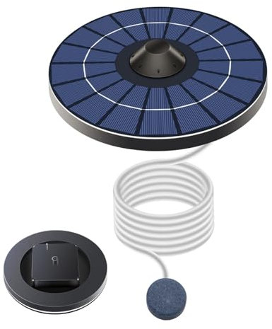 Mgonwl Solar Pond Aerator, 2.5W Adjustable Solar Powered Pond Aerator with Air Hoses and Bubble Stone for Fountains and Aquariums