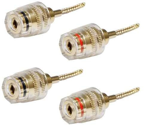Sixfolo Flex Pin Bananenstecker 4 Stück Bananenstecker Adapter 4mm auf 2mm Vergoldete Bananenbuchse Geflochtenem für Audio Verstärker Lautsprecher Sound Systeme