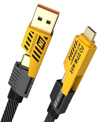 YISH Multi Cable de Carga 3 en 1 [1.8M] Universal Multiple USB Cargador Cable USB A/USB C a 65W USB Tipo C/27W PD Carga Rapida Nylon Compatible con iPhone 17/16/15/14/13/12 Samsung S26/S25/S24 MacBook