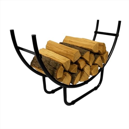 Begryf Kaminholzständer Metall Rund Bogenform – Holzregal für Kaminofen – Brennholz Aufbewahrung Innen & Außen – stabiler Holzkorb, modern, schwarz