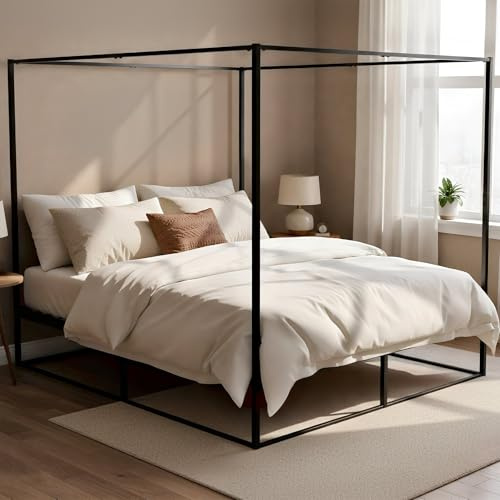 CLP Himmelbett Gestell Batoni, Doppelbett für Erwachsene, Bettgestell und Lattenrost aus Metall, Metallbett stabil, Größe:200 x 200 cm
