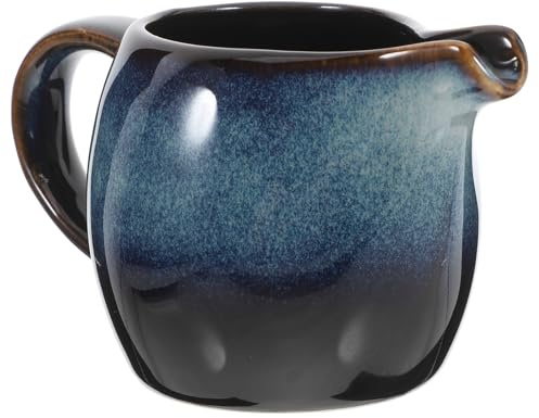 Milchkännchen Keramik Blau mit Griff, Elegante Europäische Form | Milchkännchen Keramik, Präzises Ausgießen und Leicht zu Reinigen, Vielseitig für Restaurant und Küche