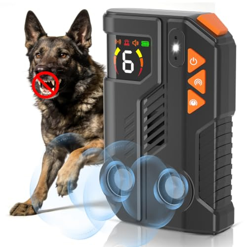 Anti Bell Gerät Hunde Antibell Ultraschall Gerät mit AI-Erkennung AI-Erkennung 2 Ultraschall Sender 6 Empfindlichkeiten 3 Intensitäten 4 Modi IPX6 Wiederaufladbar Bis zu 60 Tage 2200 mAh Akku