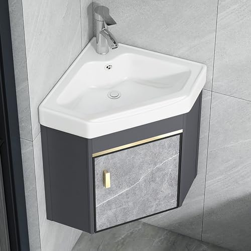 Lavabo d'angle pour Salle de Bain, Meuble-lavabo Compact sur Pied, Baignoire-séchoir en céramique, lavabo Suspendu Triangulaire