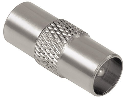 Hama Antennen Adapter (Koax Stecker auf Koax Stecker, geschirmt, Metall) silber, 00043490