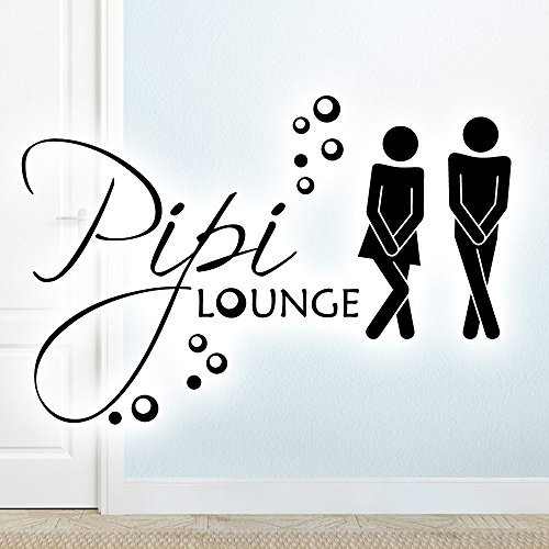 Wandora WC Türaufkleber Mann & Frau Pipi Lounge I schwarz (BxH) 27 x 18 cm I Badezimmer Bad Sticker Aufkleber selbstklebend Wandaufkleber Wandsticker G019