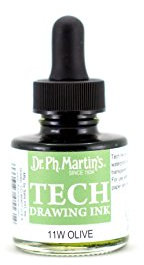 Dr. Ph. Martin's Tech - Tinta de dibujo, 1 onza, verde oliva (11W)