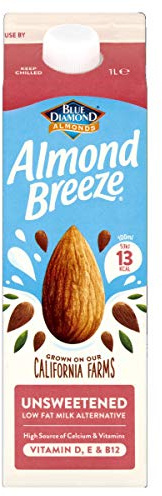 Blue Diamond Almond Breeze Fresh Unsweetened Alternative Milk, 1 Liter (Pack of 6)