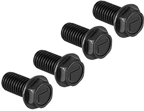 sourcing map Lot de 4 boulons à bride hexagonale M7 x 16 mm, filetage à gauche, en acier carbone de qualité 8,8, noir.