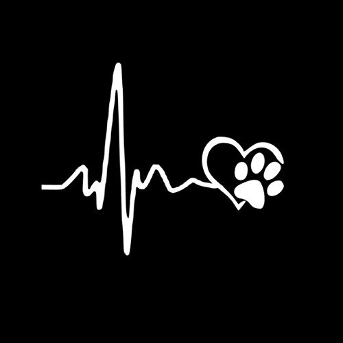 Carry stone Premium-Qualität Auto Aufkleber, EKG Herz Hund Fußabdruck Fahrzeug Karosserie Fenster reflektierende Auto Styling Aufkleber Decals