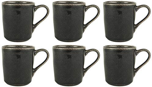 6x Becher, Tasse ANTIQUE BLACK DUNES H. 10,5cm schwarz aus Steingut Ib Laursen