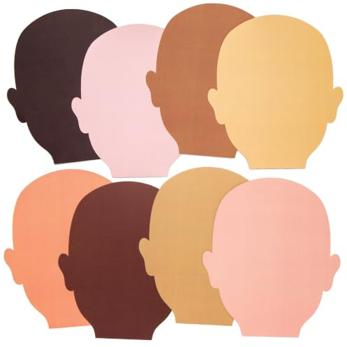 Baker Ross AW757 Skin Tone Face Cut Out Shapes - Pack of 56, Assorted Colours, Paper Shapes, Diversity Craft Projects