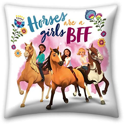 Halantex Spirit wild und frei Kuschel-Kissen 40x40 cm Schmusekissen 100% Polyester Der Wilde Mustang Pferde Horses Mädchen
