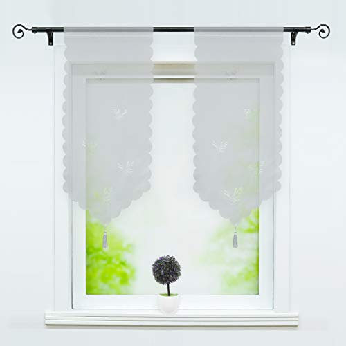 Joyswahl Scheibengardine Voile Bistrogardinen mit Quaste, Lasercut Schmetterlinge Muster »Erika« Kurzstore mit Tunnelzug Silbergrau BxH 40x90cm 2 Stück