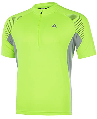 Airtracks Herren Fahrradtrikot Kurzarm Team II Radtrikot Jersey Bike Radler Shirt Atmungsaktiv Schnelltrocknend Reflektierend Größen XS S M XL XXL - neon - XXL
