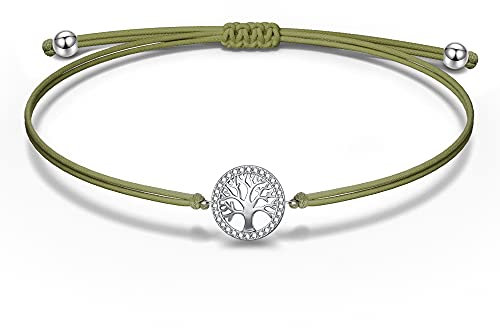 NINAWISH Armband Damen Silber, Freundschaftsarmband Fußkette, Lebensbaum Kette, Mädchen Geschenke, Armreif, Erstkommunion, Herren