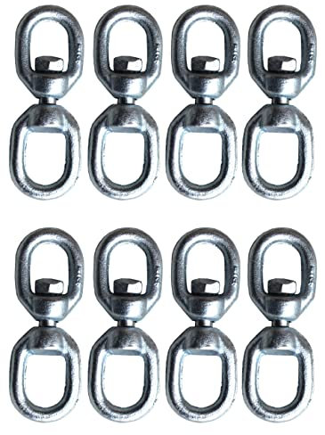 Lisaro Drehwirbel 8 Stück, Kugelgelagerter Stahl Drehwirbel, 7mm bis 200kg belastbar, Ideal für Hängesessel, Boxsack, Schwenkgrill, Hängestühle Yoga Veranda Sitz, 360° Swivel Haken, Wetterbeständig.