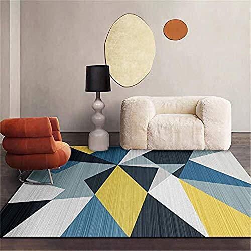 Home Wohnzimmer Teppich Kurzflor Teppiche Geometrische blau-gelb-graue unregelmäßige Formen 80 x 120 cm