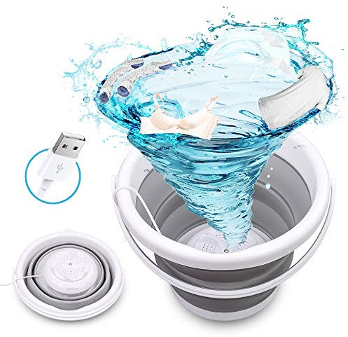 DACHUANG Mini Waschmaschine, Ultraschall Turbinenwaschmaschine mit USB Stromversorgung, faltbare 5L Wäschewanne für Reisen zu Hause, tragbare Waschmaschine Socken, Unterwäsche, Blue