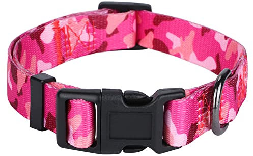 Rhea Rose Collare per cani Design speciale Personalizzato Collari morbidi Rosa Camo Medium