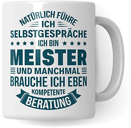 Meister Tasse Handwerksmeister Geschenk Kfz Meisterprüfung Kaffeebecher Kaffeetasse Humor Witz Geschenkidee für Meisterlehre Industriemeister Becher