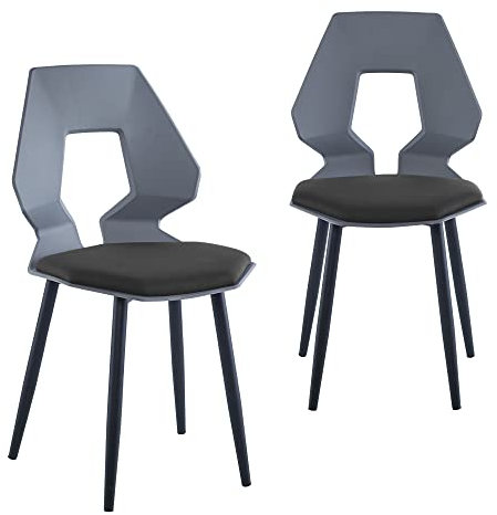 TRISENS 2er 4er Set Design Stühle Esszimmerstühle Küchenstühle Wohnzimmerstuhl Bürostuhl Kunststoff, Farbe:Grau/Schwarz, Menge:2 St.
