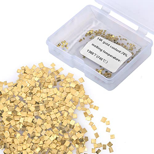 Saldatore con Chip in Oro 14k, 1x1mm 0,5 Gram (0,32DWT) circa 200 pezzi Saldatura in Oro 14k, Ultra Piccola Saldare Metallo per la Riparazione di Gioielli Saldatura Elettronica (Saldatura M)
