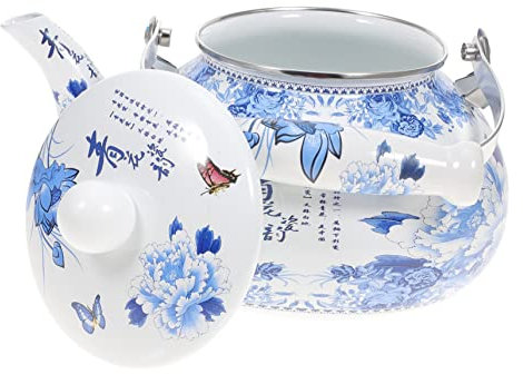 Emaille-Teekessel, Emaille-Teekanne, Kaffee-Espressomaschine, türkische Teekanne, Loseblatt-Teekanne, Emaille-Teekocher, Blumen-Teekanne, Edelstahl, Pfeifkessel, Kaltwasserbehälter ( Color : As Shown