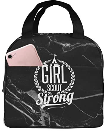 Lsjuee Camping Scout Girl Lunchtaschen, isolierte Lunchbox, Lunch-Einkaufstasche, Picknicktasche für Damen, Herren, Jungen, Mädchen, Arbeit, Büro