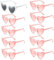 kiimiipa Lot de 10 lunettes de soleil en forme de cœur, lunettes de soleil vintage en forme de cœur pour femmes, hommes, enfants, lunettes de soleil de protection UV400 pour mariage, fête, extérieur,