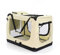 Fudajo Faltbare Transportbox für Hunde, Katzen XXL (90x60x64cm), robust, leicht, sicher, Hundebox mit Tragegriff und Decke, Beige