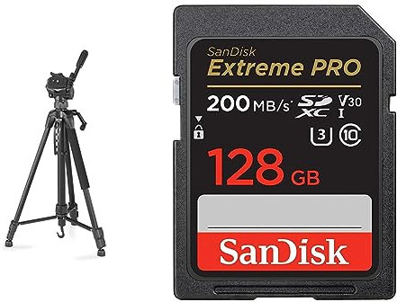 Hama Stativ Kamera Action 153 3D & SanDisk Extreme PRO SDXC UHS-I Speicherkarte 128 GB
