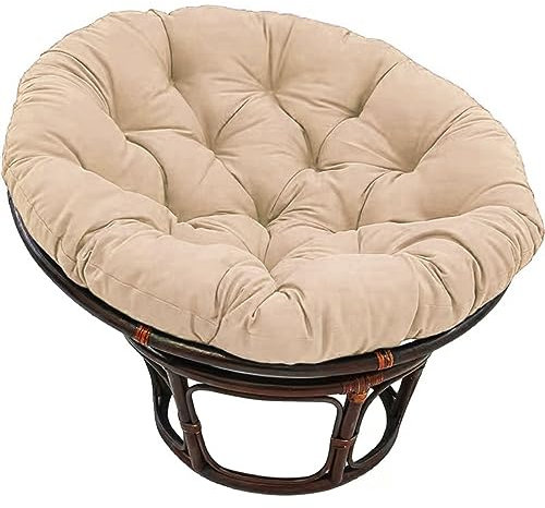Yokbeer Papasansessel Rattansessel Auflage Sesselkissen Gartenkissen Sitzkissen Gesteppt mit Schlaufen Rund Dicke Sitzauflagen für Rattanmöbel (Color : Khaki, Size : 100 * 100cm)