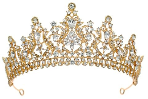 HEWEICSY Tiaras und Kronen für Damen, Kristall-Hochzeits-Tiara für Frauen, Königskönigin, Krone, Stirnband, Metall, Prinzessinnen-Diadem für Braut, Geburtstag, Abschlussball, Metall, Kristall