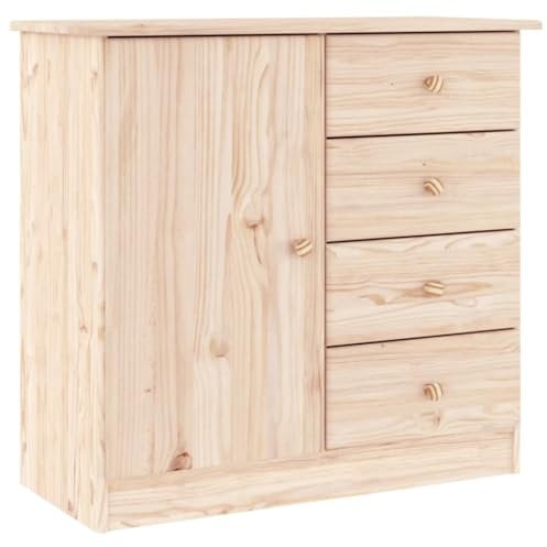 vidaXL Sideboard, Kommode mit Schubladen Fächern, Highboard Wohnzimmerschrank mit Türen, Schrank Anrichte Beistellschrank, Massivholz Kiefer