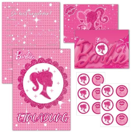 crunier 12PCS Prinzessin Einladungskarten Kindergeburtstag Mädchen mit 12 Umschläge und 12 Aufkleber,Rosa Prinzessin Einladungskarten für Geburtstag,Themenparty,Festliche Feste,Geschenke für Mädchen