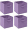 4 PCS Folding Collapsible Storage Cube Boxes for Kids Toy Clothes with Handle, Foldable Kids Canvas Unit Cube Organiser Basket Bin for Nursery Children Bedroom Wardrobe (Pack of 4, Light Purple)