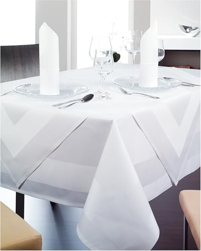 texpot Damast Tischläufer 40 x 130 cm weiß Atlaskante bei 95°C waschbar 100% Baumwolle hochwertige Vollzwirnqualität