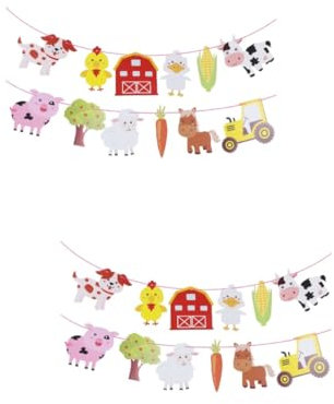 Toyvian 2 Stücke Bauernhof Tier Girlande Dekorative Hängen Banner Für Geburtstag Party Feier Und Feierlichkeiten Innen Und AußEndekoration Farm Themen