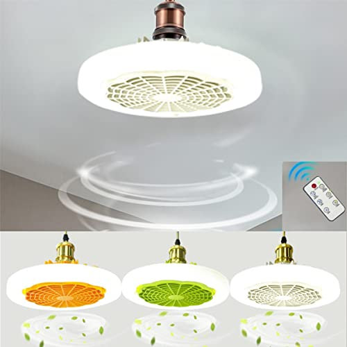 Ventiladores de techo con luces - Modernos ventiladores de techo interiores de perfil bajo con montaje empotrado con control remoto, ventilador de techo silencioso, luz LED de bajo consumo, for dormit