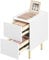 WOLTU Nachttisch mit 2 Schubladen, Beistelltisch Nachtschrank Hochglanz, 25x40x51cm, moderner Nachtkommode für Schlafzimmer, einfache Montage, Holz PVC+Metall, Weiß+Golden NTS10ws01